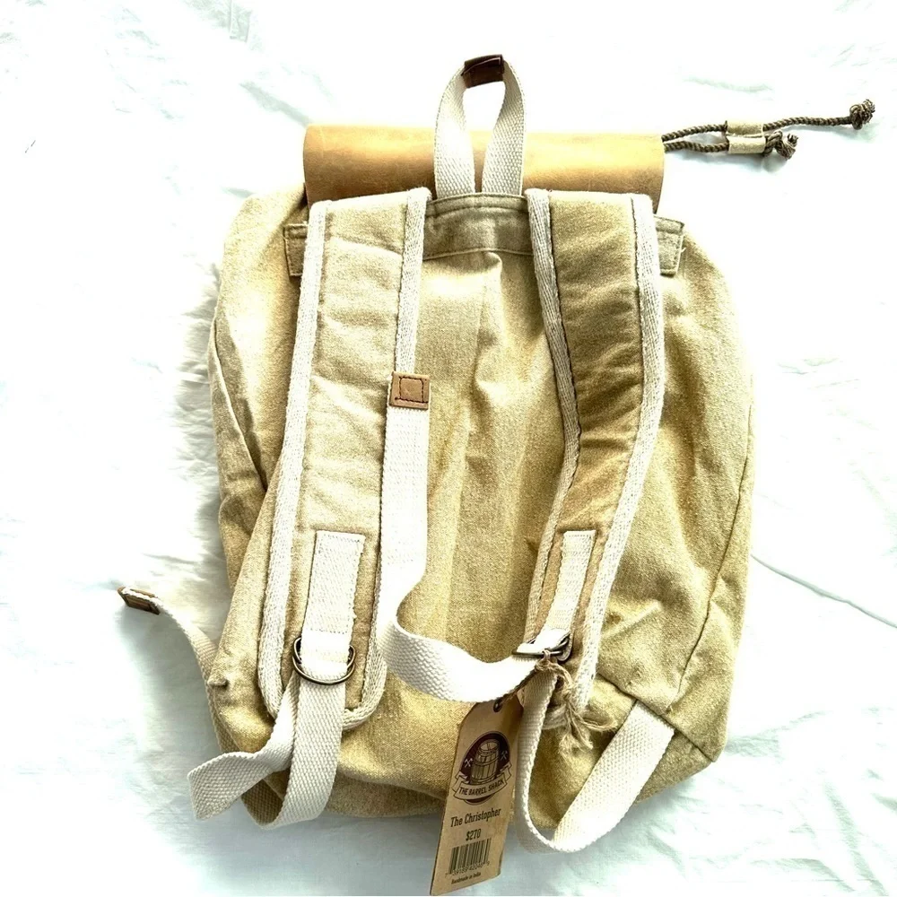 The Barrel Shack cream backpack Handcrafted f Vintage military Leather The Barrel Shack cream backpack Handcrafted f Vintage  main image 3